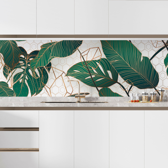 Self Adhesive Kitchen Splashback - Tropical leaves