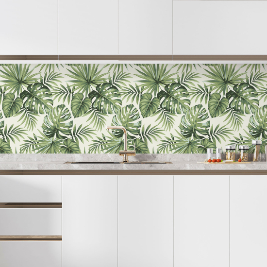 Self Adhesive Kitchen Splashback - Tropical leaves