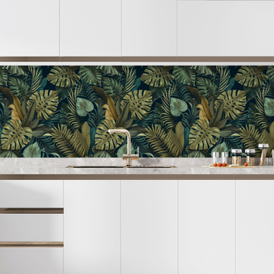 Self Adhesive Kitchen Splashback - Tropical leaves