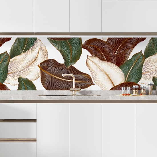 Self Adhesive Kitchen Splashback - Tropical leaves