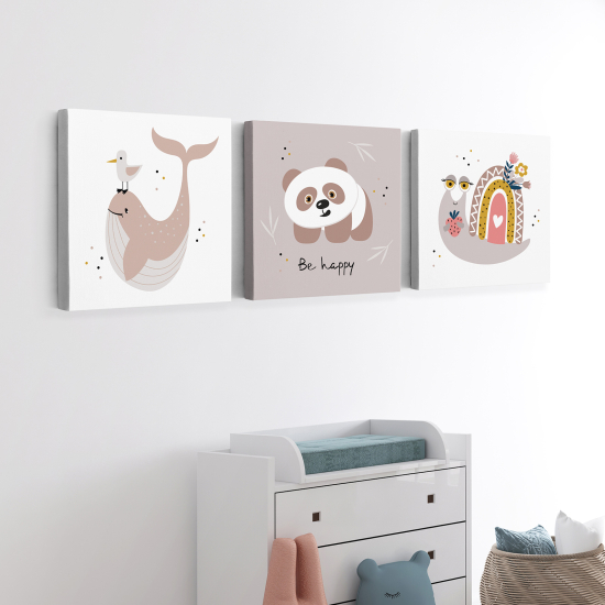 Set of 3 Children's Canvas Prints - Animals