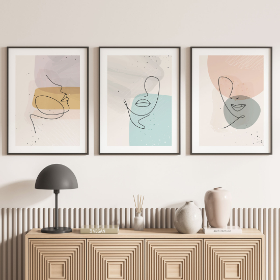 Set Of 3 Posters - Abstract Faces