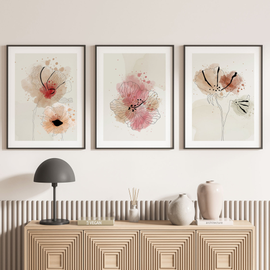 Set Of 3 Posters - Flowers