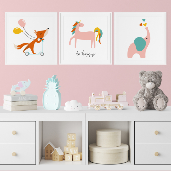 Set Of 3 Posters for Kids - Animals