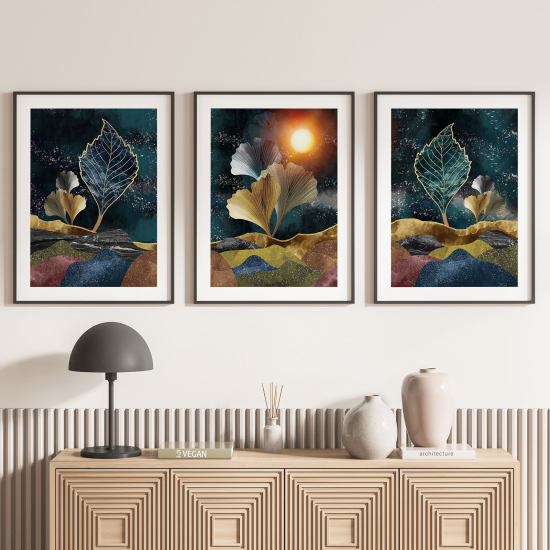 Set Of 3 Posters - Landscape leaves