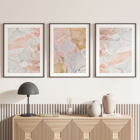 Set Of 3 Posters - Marbled effect