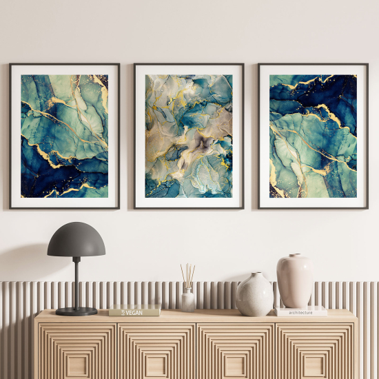 Set Of 3 Posters - Marbled effect