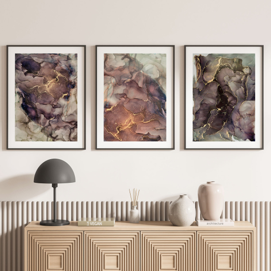 Set Of 3 Posters - Marbled effect