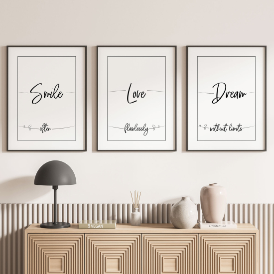 Set Of 3 Posters - Smile Love Dream