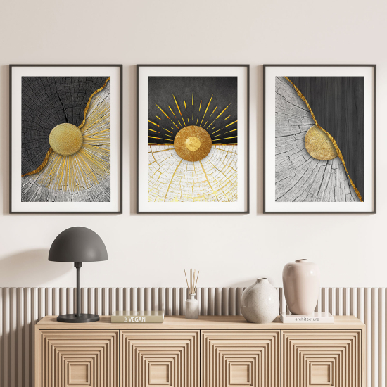 Set Of 3 Posters - Sun wood