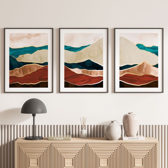 Set Of 3 Posters - Waves Design