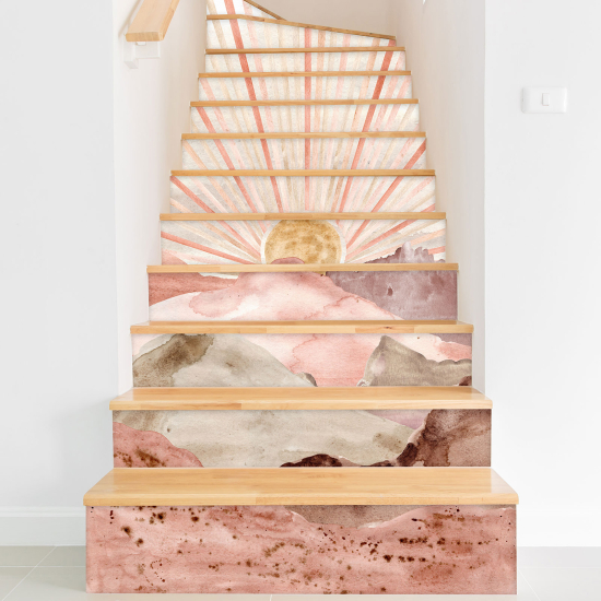 Stair riser stickers - Boho Sunrise