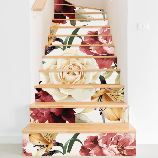 Stair riser stickers - Flowers