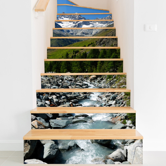 Stair riser stickers - Mountain river