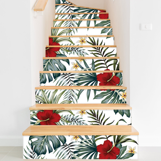 Stair riser stickers - Tropical flowers