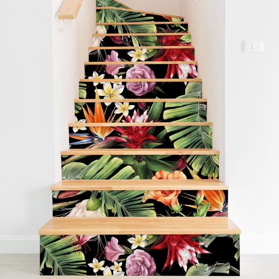 Stair riser stickers - Tropical flowers