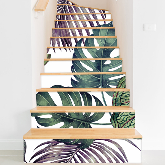 Stair riser stickers - Tropical leaves