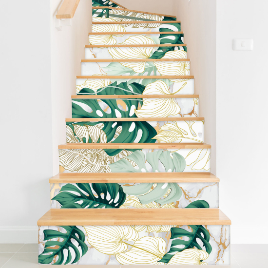 Stair riser stickers - Tropical leaves