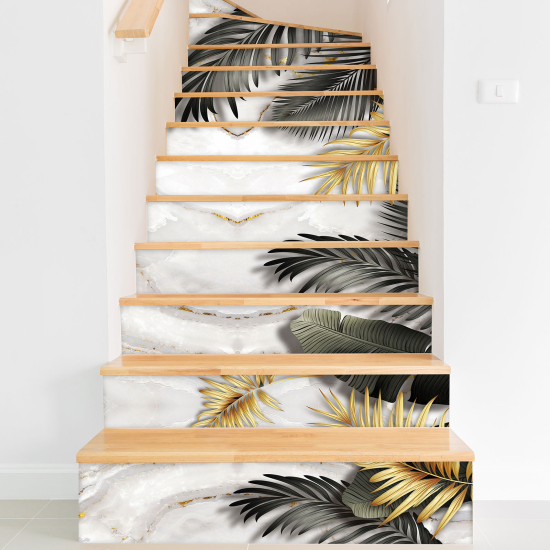 Stair riser stickers - Tropical leaves