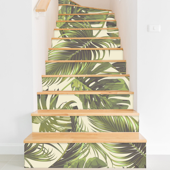 Stair riser stickers - Tropical leaves