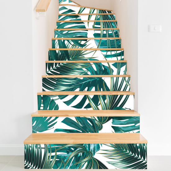 Stair riser stickers - Tropical leaves