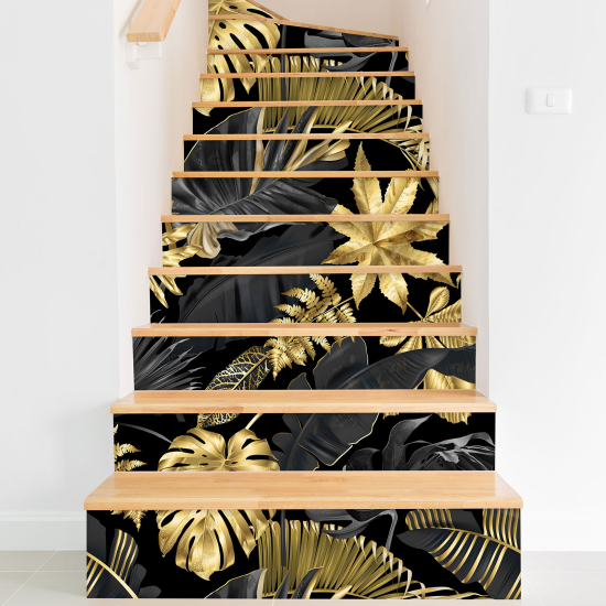 Stair riser stickers - Tropical leaves