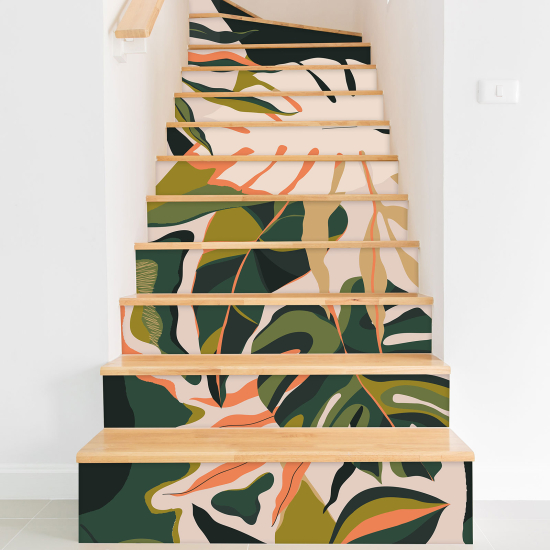 Stair riser stickers - Tropical leaves