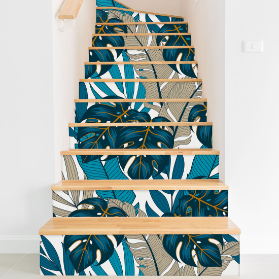 Stair riser stickers - Tropical leaves