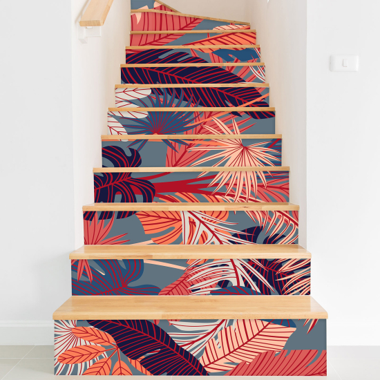 Stair riser stickers - Tropical leaves