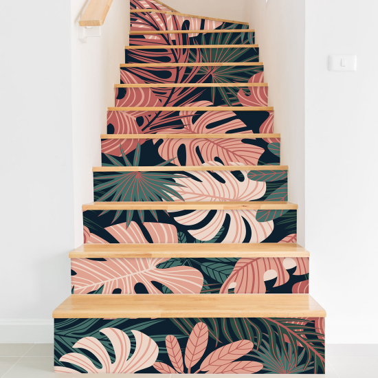 Stair riser stickers - Tropical leaves