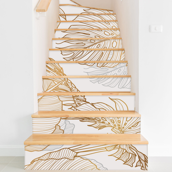 Stair riser stickers - Tropical leaves