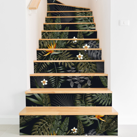 Stair riser stickers - Tropical leaves