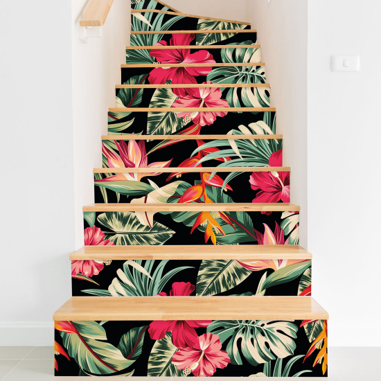 Stair riser stickers - Tropical leaves