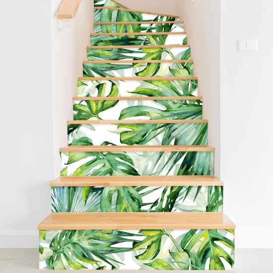 Stair riser stickers - Tropical leaves