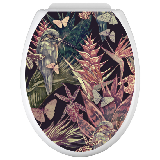 Toilet seat sticker - Bird Flowers