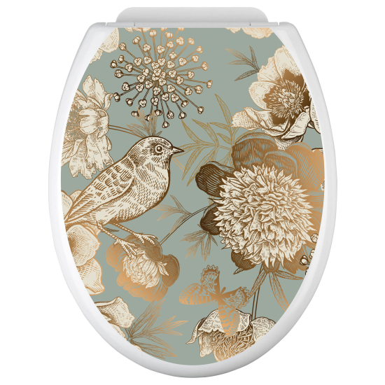 Toilet seat sticker - Bird Flowers