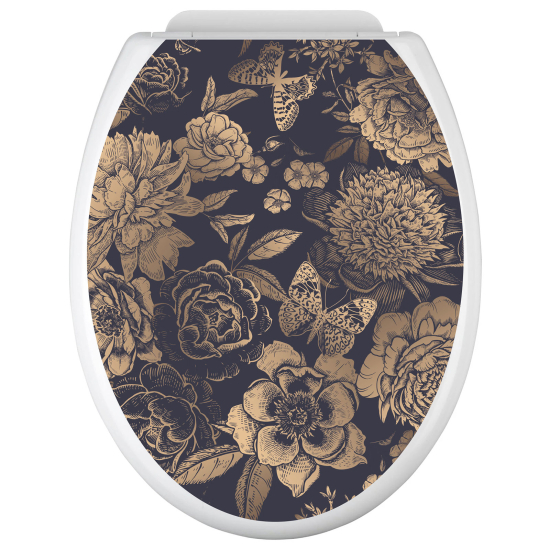 Toilet seat sticker - Butterfly Flowers