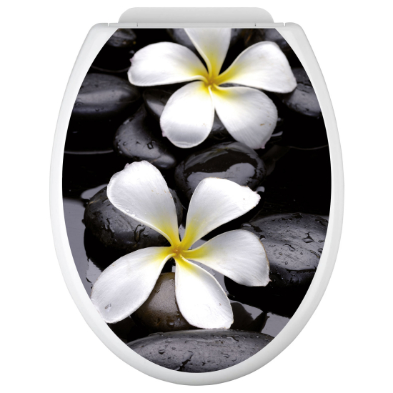 Toilet seat sticker - Flowers Pebbles