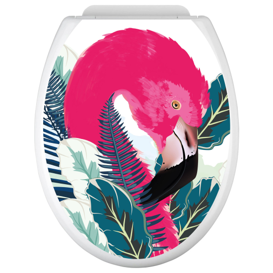 Toilet seat sticker - Pink flamingo