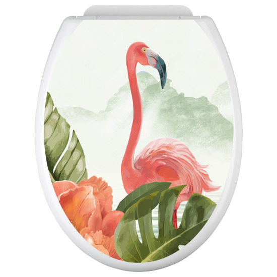 Toilet seat sticker - Pink flamingo