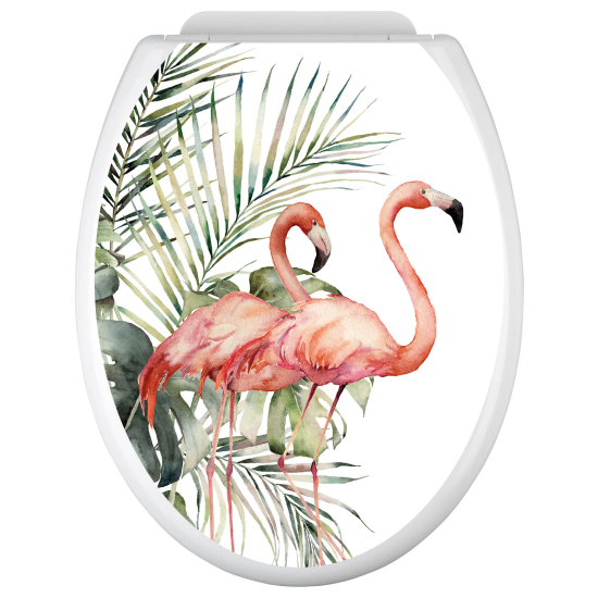 Toilet seat sticker - Pink flamingos