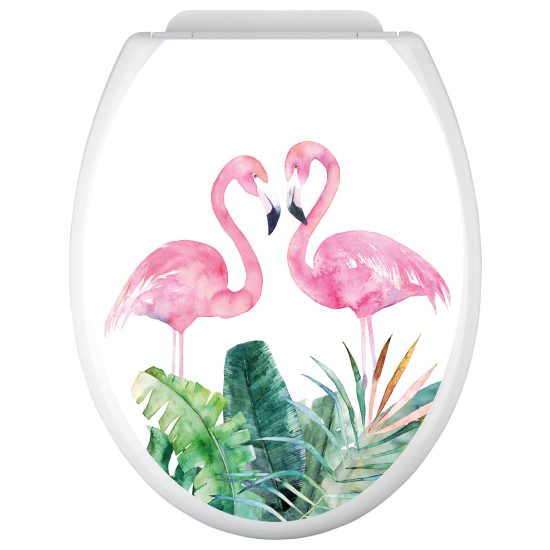 Toilet seat sticker - Pink flamingos