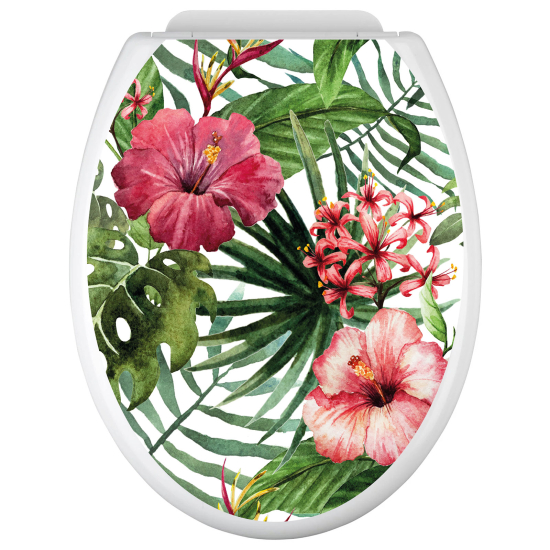 Toilet seat sticker - Tropical flowers