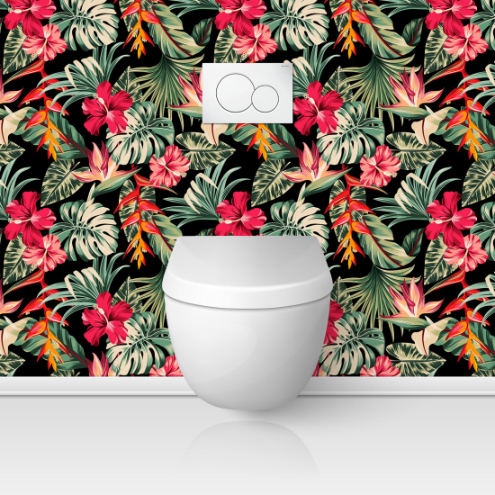 Toilets Self Adhesive - Tropical Leaves