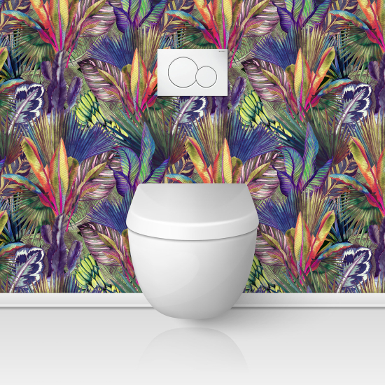 Toilets Self Adhesive - Tropical leaves