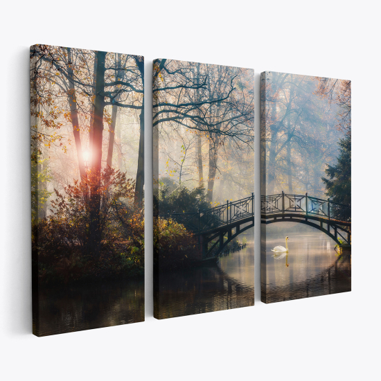 Triptych Canvas Prints - Arch bridge in the forest