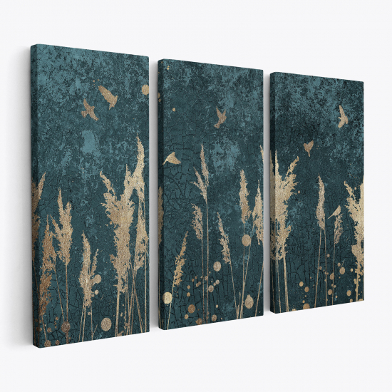 Triptych Canvas Prints - Bird Leaves