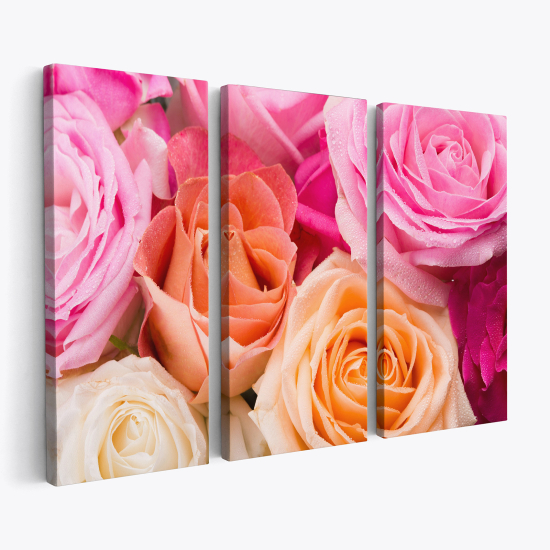 Triptych Canvas Prints - Colored roses