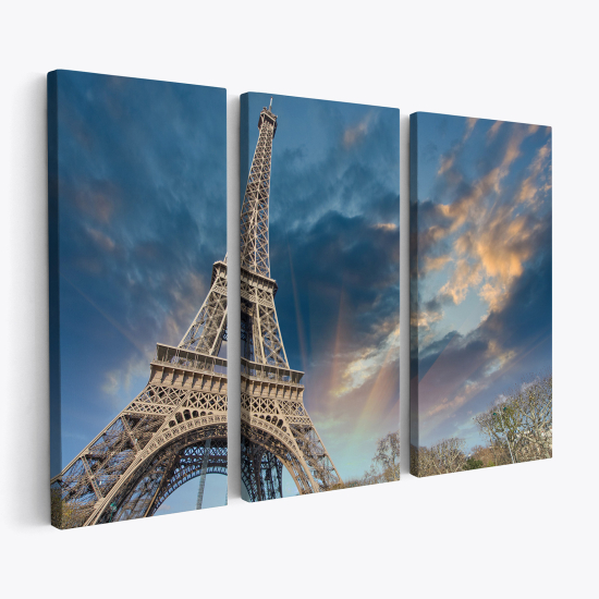 Triptych Canvas Prints - Eiffel Tower Paris