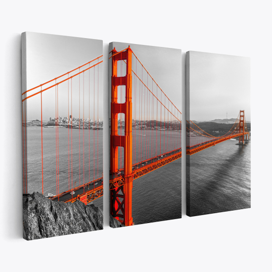 Triptych Canvas Prints - Golden Gate Bridge